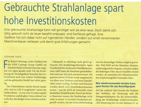Gebrauchte Strahlanlage spart hohe Investitionskosten